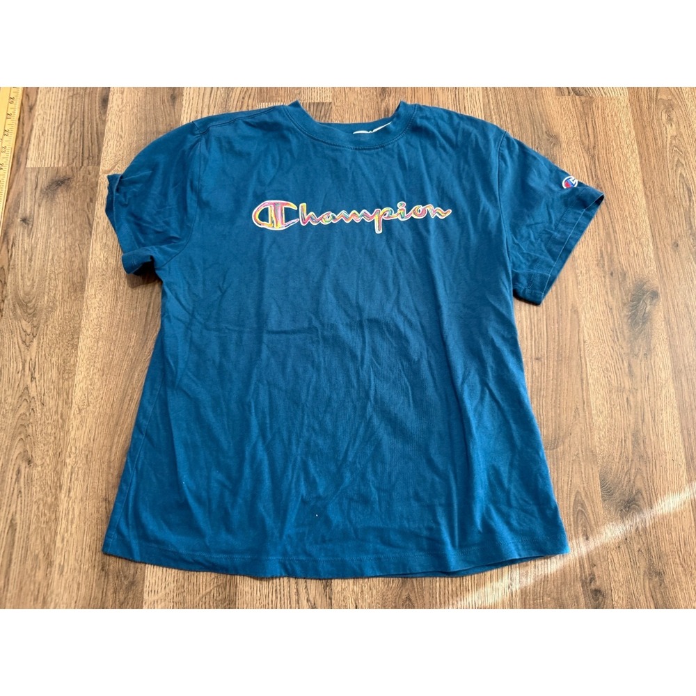 Champion Shirt, Youth Girl's Size Large, Blue, Logo Print, Athletic Wear